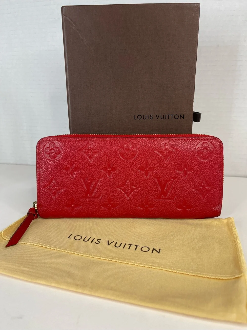 Louis Vuitton Cerise Monogram Empreinte Zippy Wallet With Dust Bag and Box